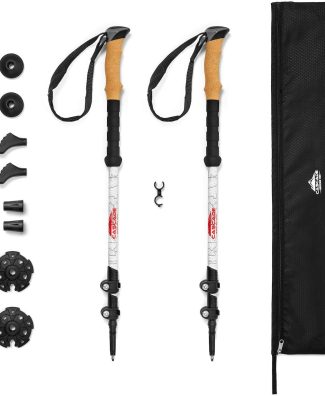 Cascade Mountain Tech Trekking Poles - Carbon Fiber Walking or Hiking Sticks with Quick Adjustable Locks