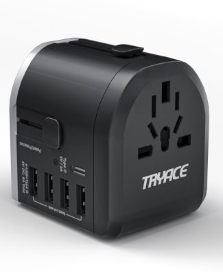 Universal Travel Adapter, International Power Adapter, 4 USB-C & 1 USB-A Fast Charging Travel Charger, All in One Worldwide Travel Plug Adapter, Outlet Adapter for Europe EU UK USA AU